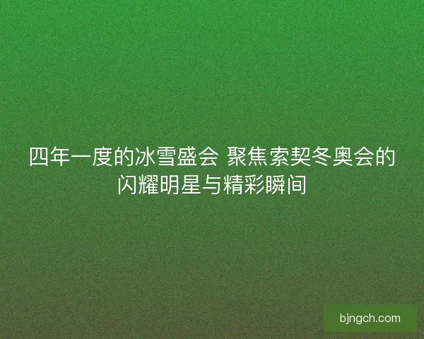 四年一度的冰雪盛会 聚焦索契冬奥会的闪耀明星与精彩瞬间 四年一度的冰雪盛会 聚焦索契冬奥会的闪耀明星与精彩瞬间